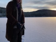 Preview 4 of Jerking off on a frozen lake - 4k 60fps