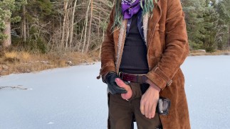 Jerking off on a frozen lake - 4k 60fps