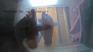 Cock and balls puncaked under glass (preview, full video on Onlyfans) cock trampling