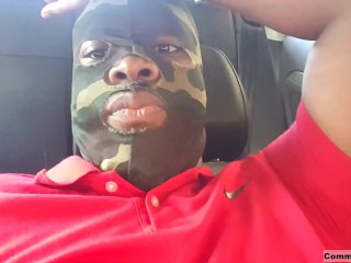 military amateur, point of view, guy talking, black car fuck