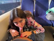 Preview 2 of Shameless girl seduced a guy on the train and gave him a blowjob in public