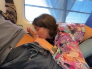 Preview 6 of Shameless girl seduced a guy on the train and gave him a blowjob in public