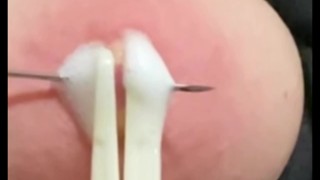 Bdsm Painful Breast Tit Torture Needleplay Nipple Piercing