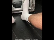 Preview 1 of Guy sniffs white Nike socks