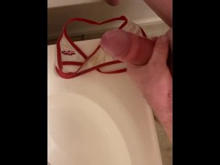 cum in panties, masturbation, big dick, vertical video