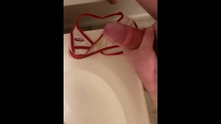 Cum on wife’s tiny panties