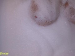 Video MILF in her hot tub fucks hubby's cock, fingers his prostate before unloading on her big natural tit