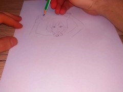 Anime girl with big tits gives up