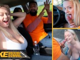 Fake Driving School - Seios grandes naturais loira sexo hardcore e facial depois de quase perder com Fake Taxi