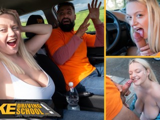 Fake Driving School - Grote Natuurlijke Tieten Blonde Hardcore Seks En Facial Na Bijna miss Met Fake Taxi