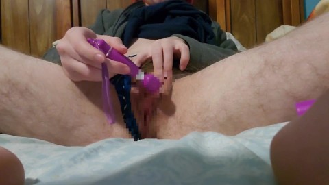 TRYING NOT TO GET CAUGHT! Trans guy in thong plays w/ his bussy w/ vibrator (uncensored on onlyfans)