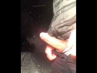 Funny ! a little Drip of Cum in the Snow