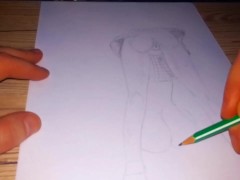 Cartoon girl bent down and shows her sweet ass