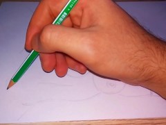 Asian woman touches her hairy pussy