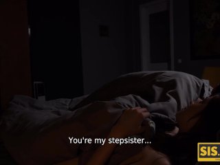 SISPORN. Man spends unforgettable night with scared and excited stepsis