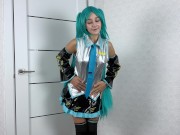 Preview 2 of Pussy Fucked Vocaloid Hatsune Miku in different positions and gets Cum Inside | Cosplay