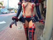 Preview 3 of Teaser - Cosplay In the streets with lots of nip slip!