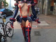 Preview 4 of Teaser - Cosplay In the streets with lots of nip slip!