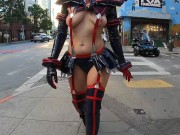 Preview 6 of Teaser - Cosplay In the streets with lots of nip slip!