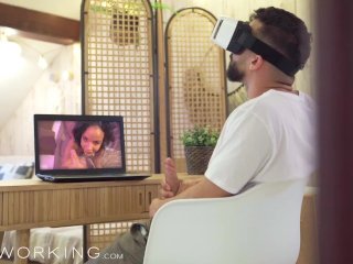 Sex Working - guy gets to fuck his dream camgirl - creampie for beautiful ebony teen screenshot number 2