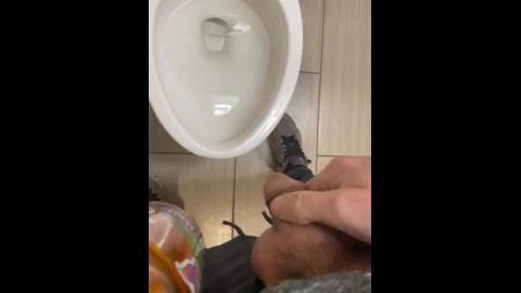 Running public taking a piss in public restroom shy bladder desperate wetting squirm