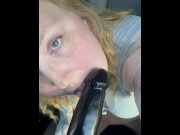 Preview 3 of Sucking that dildo like a cock in the parking lot