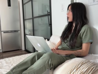 Asian Medical Student Gets Hammered Raw by Her Classmate in Scrubs Ending in a Creampie screenshot number 2
