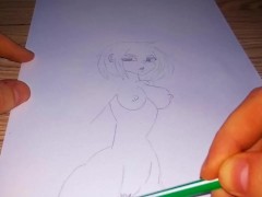 The painted impudent girl shows the middle finger