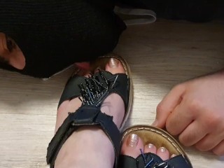 Clean my well Worn Sandals with your Tongue!