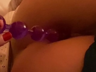 BDSM Shoving Huge Anal Beads into my Tight Ass I want to Stretch and Gape my Asshole