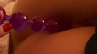 Bdsm shoving huge anal beads into my tight ass I want to stretch and gape my asshole