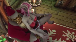 Chica demonio sexy monta la polla de orco Santa | Parodia de Warcraft