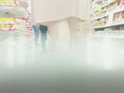 Preview 3 of girl in short dress without thong flashing her pussy in super market and street