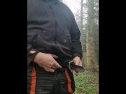 Preview 2 of Handsome plumber wanks enormous cock in the woods to sexy cum shot