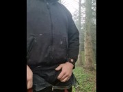 Preview 3 of Handsome plumber wanks enormous cock in the woods to sexy cum shot