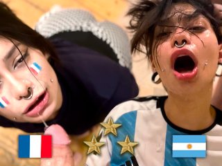 brunette, hardcore, tattoo girl, argentina vs francia