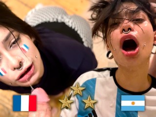 Аргентинский чемпион мира, фанат трахает француженку после финала - Мэг Вишес