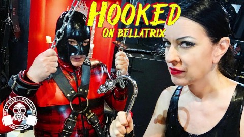 Hooked on Bellatrix - rubber gimp with anal hook suspension in dungeon (teaser)