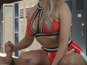 Preview 1 of Cheerleader does Risky & Fast Handjob in Public Locker Room
