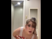 Preview 4 of 18 YEAR OLD HOOTERS GIRL FINGERS HERSELF IN PUBLIC TOILETTE