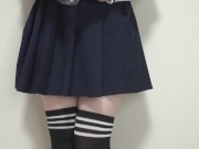 Preview 6 of Cute Japanese schoolgirl tries to pee in a plastic bottle