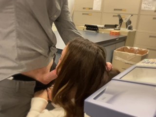 My bosses wife CATCHES me jerking off in the copy room then sucks my cock