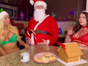 Preview 1 of Two Trans Bimbos Get Fucked by Naughty Santa's Big Cock!! Brittney Kade, Steve Rickz, Bailey Archer
