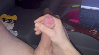 Playing with my big cock with my edge deep in my little until I cum hard