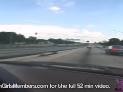Freaky Brunette Rides Around Naked In My Car