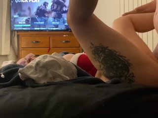 SANTAS LITTLE TATTOOED SLUT SUCKS MY COCK AND TAKES IT FROMBEHIND ON_CHRISTMAS