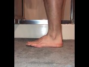Preview 3 of Close Up Of My Feet On A Carpeted Bath Mat Before and After My Shower with Bonus Cum On Feet Finish