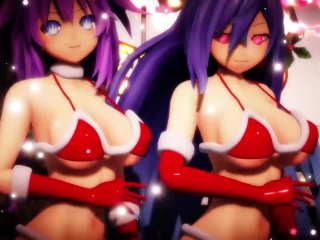 purple hair, christmas, big boobs, big tits