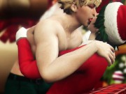 Preview 2 of Hero's Christmas Threesome with Santa - Bakugo x Midoriya x Todoroki 3D Animation Parody