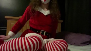 Christmas Femboy Slut Cumming From Dildo